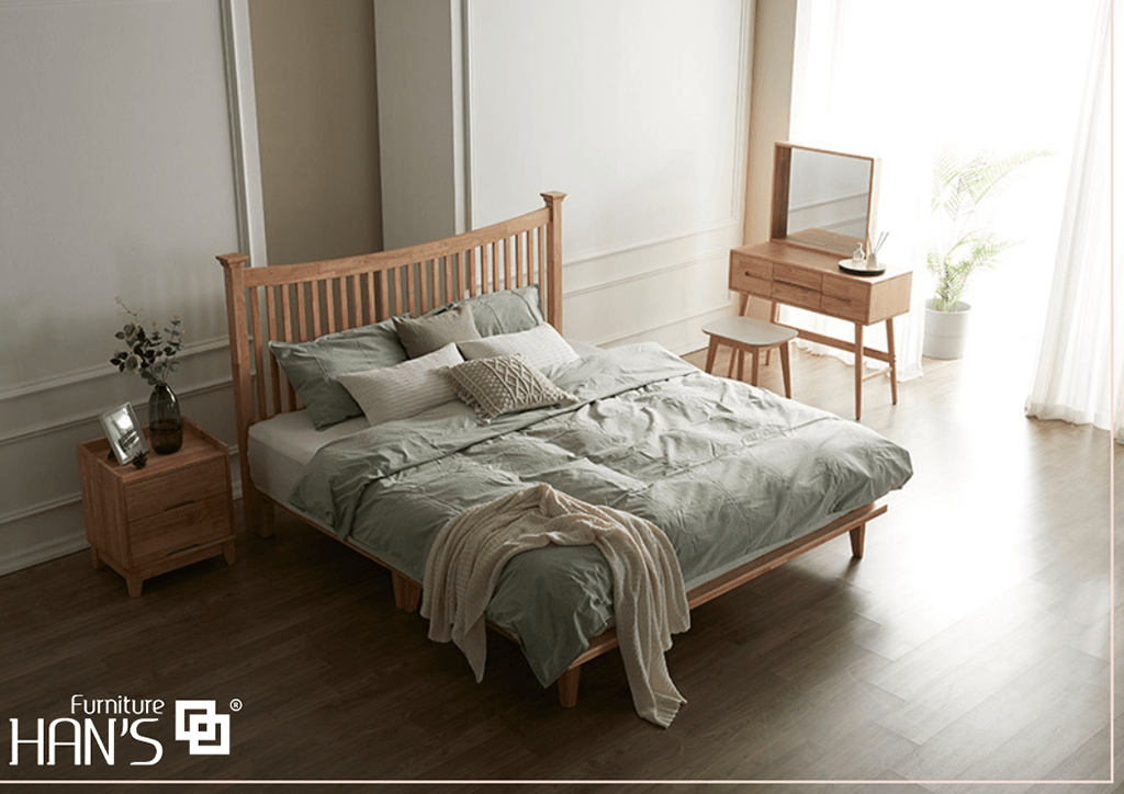 Nội thất gỗ phòng ngủ có sự dung hòa