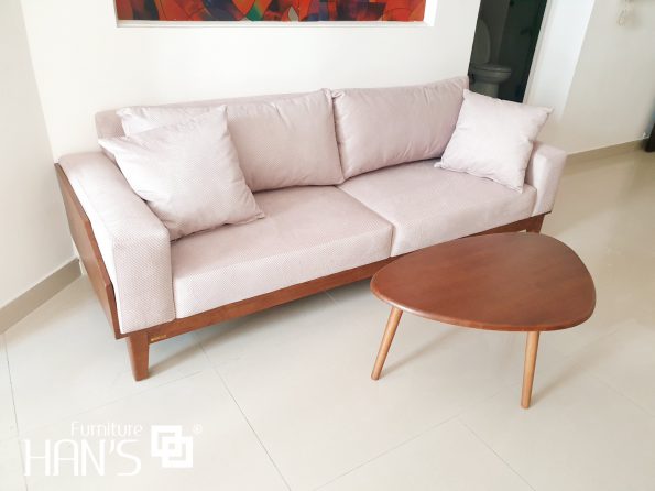 Bàn ghế sofa gỗ phòng khách nhỏ mang lại không gian rộng rãi cho các căn chung cư